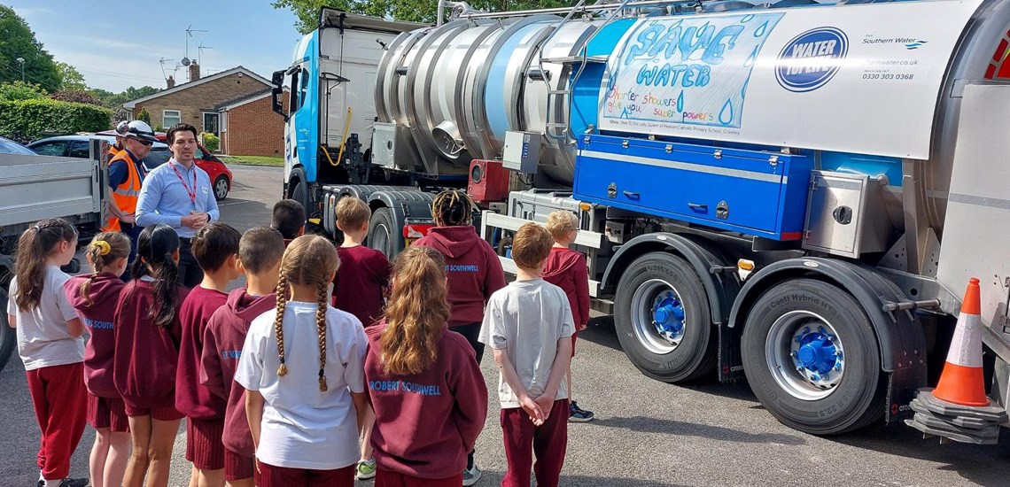 Pupils from St Robert Southwell Primary School had a tour of a water tanker