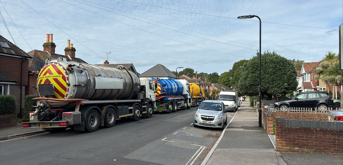 An image of tankers close to Winchester Road, Southampton